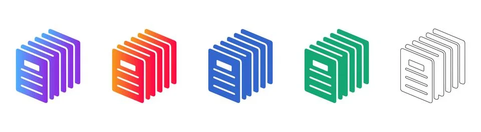 Isometric Document Stack Icons Illustration