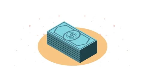 Isometric dollar bills stack animation showing financial growth and monetar.. Stock Footage 334090847