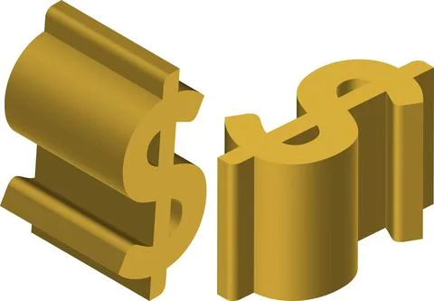 Isometric dollar symbol. Template for creating logos, emblems, monograms. Bla Illustrazione stock