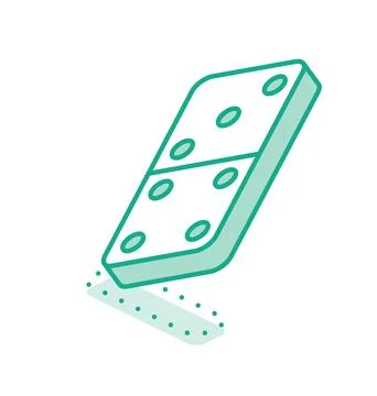 Isometric domino. Outline object isolated on white. Icon for website and vi.. Stock Illustration