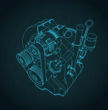 Isometric drawing of a Wankel rotary engine Stock Illustration