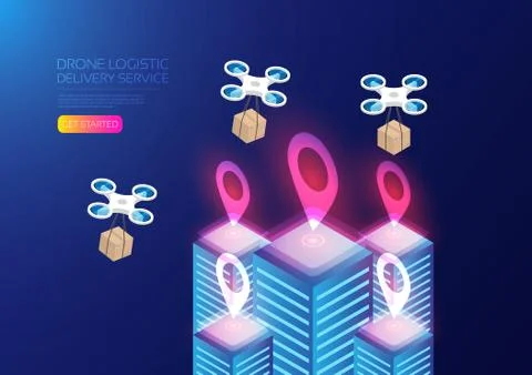 Isometric  drone delivery Illustrazione stock