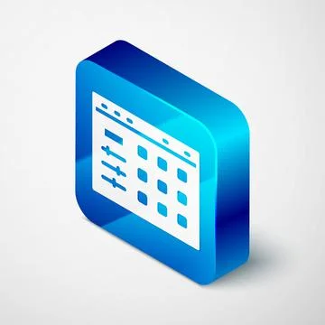 Isometric Drum machine icon isolated on grey background. Musical equipment. Blue Illustrazione stock
