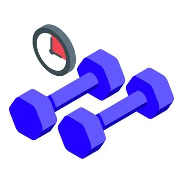Isometric dumbbells with timer illustration Illustrazione stock