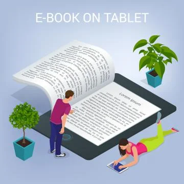Isometric E-book concept. University Computer Classroom. Online Education Stock Illustration