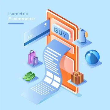 Isometric e-commerce concept with products Stock Illustration