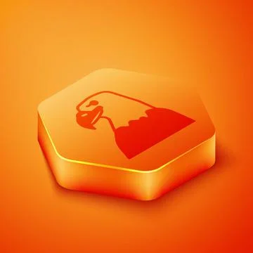 Isometric Eagle head icon isolated on orange background. Animal symbol. Orange 스톡 일러스트