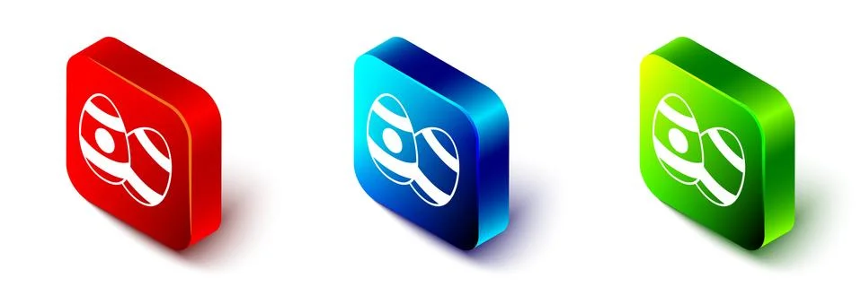 Isometric Easter egg icon isolated on white background. Happy Easter. Red, blue Stock Illustration