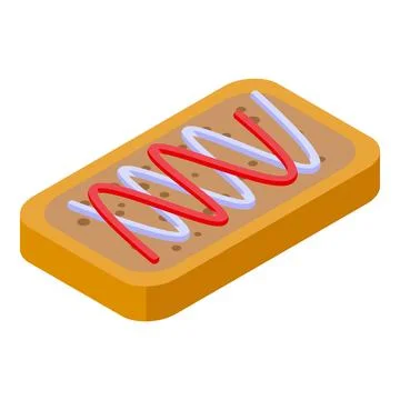 Isometric eclair pastry with icing illustration Illustrazione stock