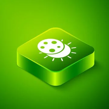 Isometric Eclipse of the sun icon isolated on green background. Total sonar Ilustração Stock