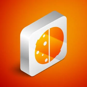 Isometric Eclipse of the sun icon isolated on orange background. Total sonar Stock Illustration