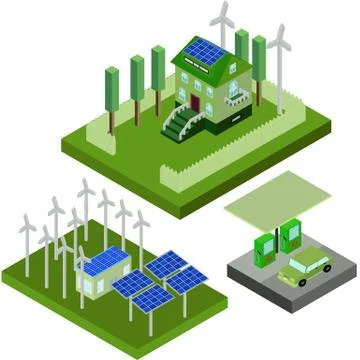 Isometric eco elements for city Illustrazione stock
