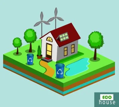 Isometric Eco House Stock Illustration