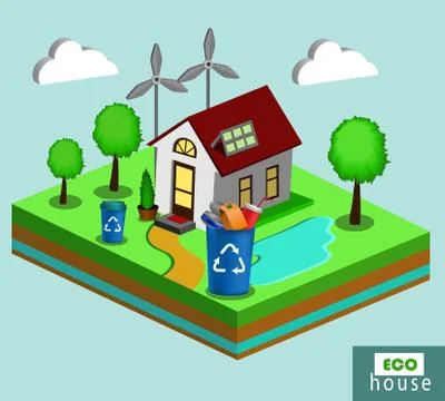 Isometric Eco House Illustrazione stock