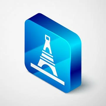 Isometric Eiffel tower icon isolated on grey background. France Paris landmark Illustrazione stock