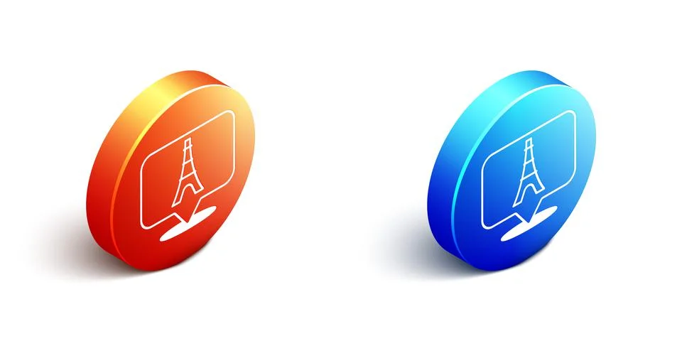 Isometric Eiffel tower icon isolated on white background. France Paris landmark Stock Illustration