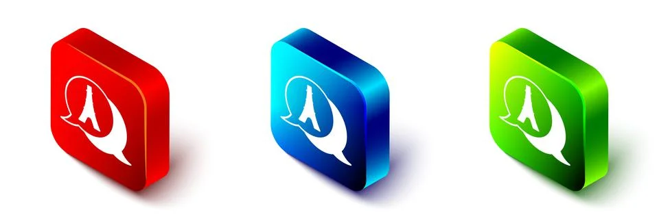 Isometric Eiffel tower icon isolated on white background. France Paris landma Stock Illustration