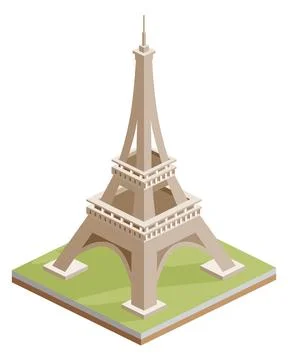 Isometric Eiffel tower in Paris. Infographic design element. Landmark isola.. Illustrazione stock