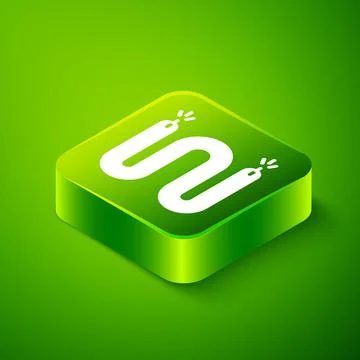 Isometric Electric cable icon isolated on green background. Electrical wire Stock Illustration