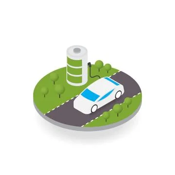 Isometric Electric car Illustrazione stock