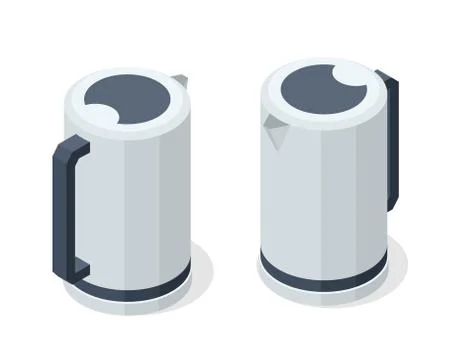 Isometric Electric Kettle front and back view in vector design. Kitchen Stock Illustration