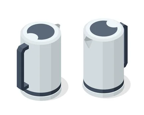 Isometric Electric Kettle front and back view in vector design. Kitchen Stock Illustration