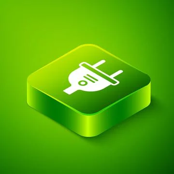 Isometric Electric plug icon isolated on green background. Concept of connect Stock Illustration