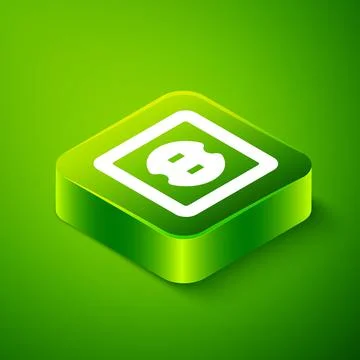Isometric Electrical outlet icon isolated on green background. Power socket Illustrazione stock