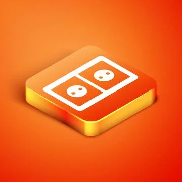Isometric Electrical outlet icon isolated on orange background. Power socket. Иллюстрация
