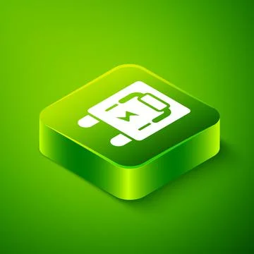Isometric Electrical panel icon isolated on green background. Switch lever Stock Illustration