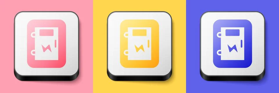 Isometric Electrical panel icon isolated on pink, yellow and blue background Stock Illustration