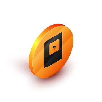 Isometric Electrical panel icon isolated on white background. Orange circle イラスト素材