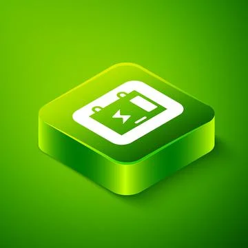 Isometric Electrical panel icon isolated on green background. Green square bu Stockillustratie