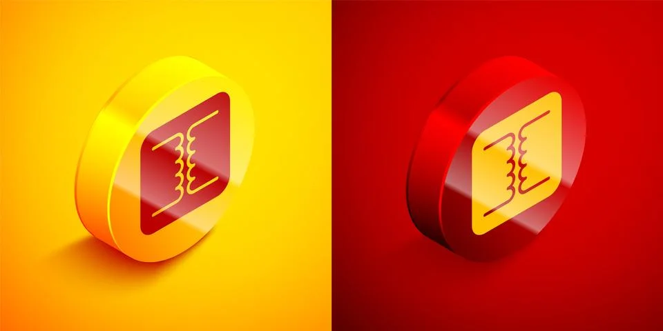 Isometric Electrical transformer icon isolated on orange and red background.. Stock Illustration