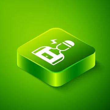 Isometric Electrician technician engineer icon isolated on green background イラスト素材