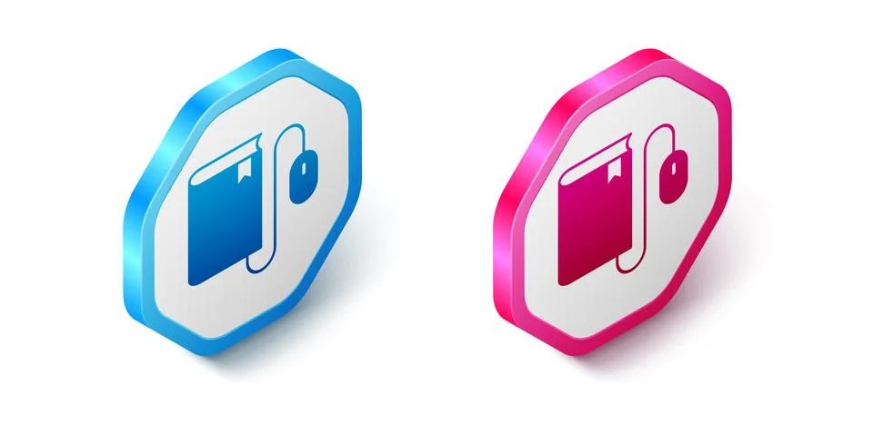 Isometric Electronic book with mouse icon isolated on white background. Online Stock Illustration