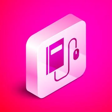 Isometric Electronic book with mouse icon isolated on pink background. Online Stock Illustration
