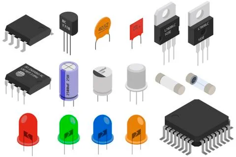 Isometric Electronic components Stock Illustration