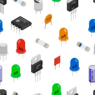 Isometric Electronic components pattern Stock Illustration