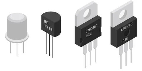Isometric Electronic components Transistors Stock Illustration