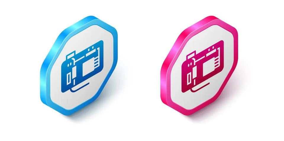 Isometric Electronic computer components motherboard digital chip integrated Stock Illustration