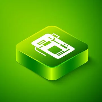 Isometric Electronic computer components motherboard digital chip integrated Stockillustratie