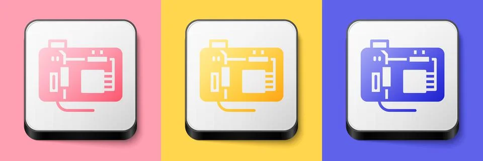 Isometric Electronic computer components motherboard digital chip integrated Illustrazione stock