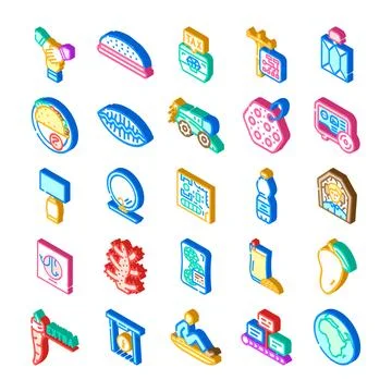 Isometric elements collection representing various business and lifestyle c.. Stock Illustration