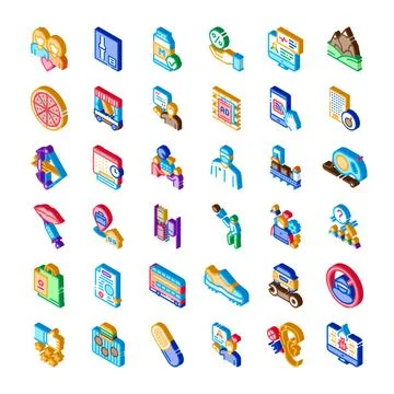 Isometric elements depicting various digital lifestyle services and symbols Illustrazione stock