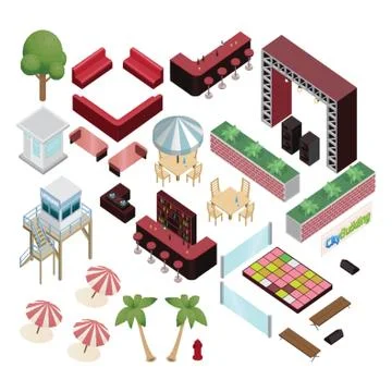 Isometric elements 스톡 일러스트