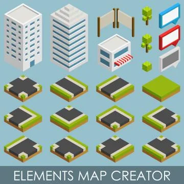 Isometric elements map creator Stock Illustration