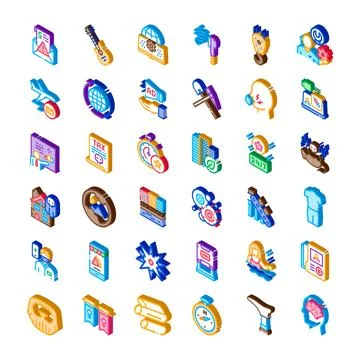 Isometric elements representing business social and financial concepts Stock Illustration