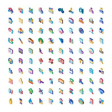 Isometric elements representing business, technology and diverse concepts イラスト素材