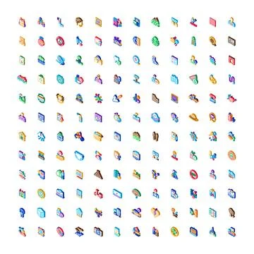 Isometric elements representing business, technology, and various symbols Illustrazione stock
